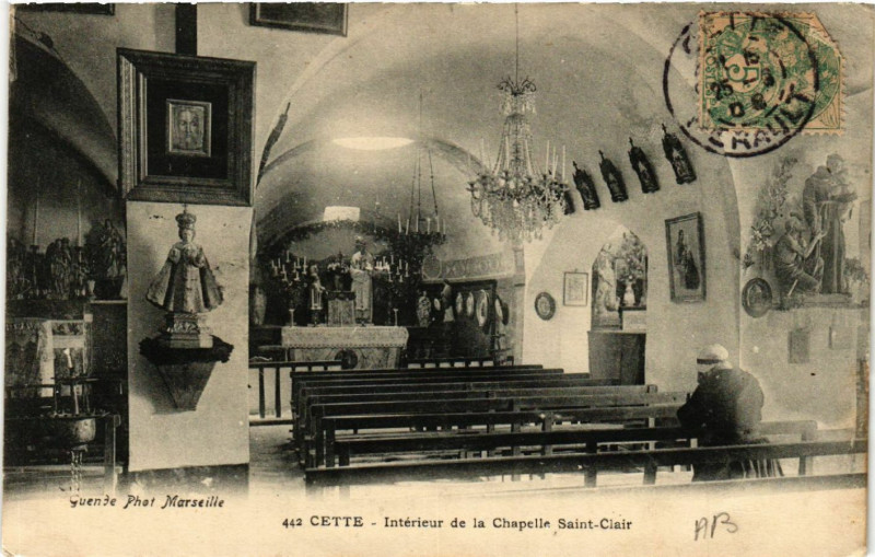 Carte postale ancienne Cette - Intérieur de la Chapelle Saint-Clair