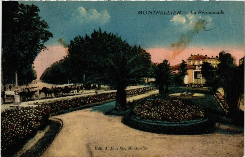 Carte postale ancienne Montpellier - Le Promenade à Montpellier