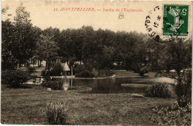 Carte postale ancienne Montpellier - Jardin de l'Esplanade à Montpellier