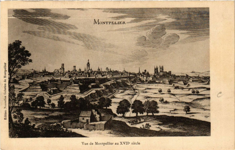 Carte postale ancienne Montpellier -  Vue de Montpellier au Xvii siécle à Montpellier
