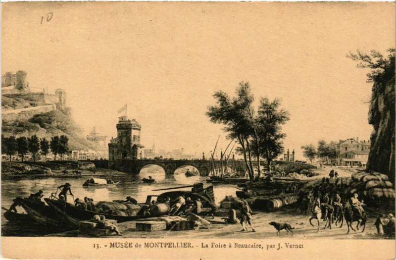 Carte postale ancienne Musée de Montpellier - La Foire á Beaucaire, par J. Verne à Montpellier
