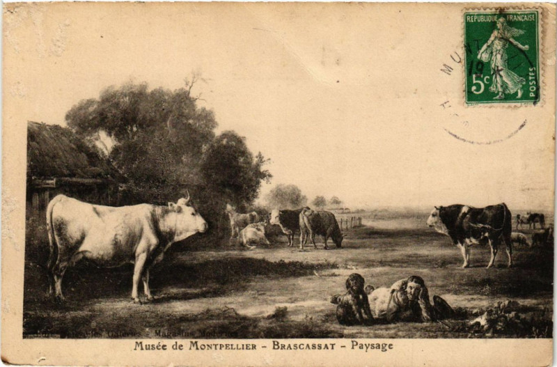 Carte postale ancienne Musée de Montpellier - Brascassat - Paysage à Montpellier