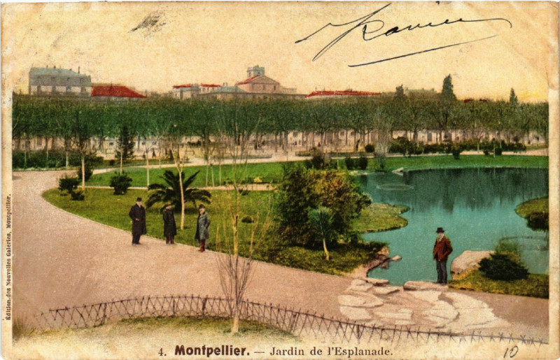 Carte postale ancienne Montpellier - Jardin de l'Esplanade à Montpellier