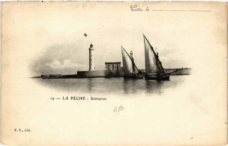 Carte postale ancienne Cette, le .... - La Péche: Solitaires