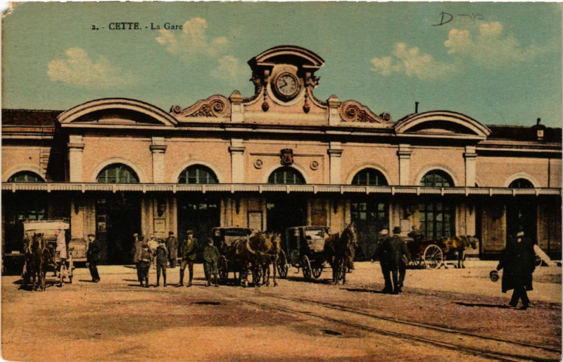 Carte postale ancienne Cette - La Gare