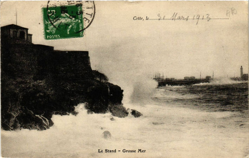 Carte postale ancienne Cette , le ..... - Le Stand- Grosse Mer