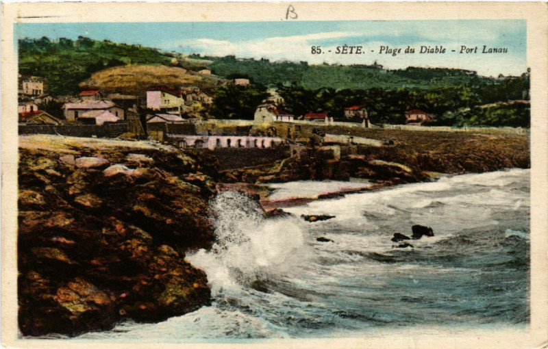 Carte postale ancienne Séte- Plage du Diable - Port Lanau à Sète