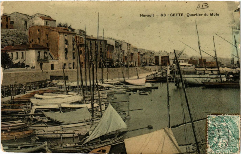 Carte postale ancienne Hérault - Cette, Quartier du Moie