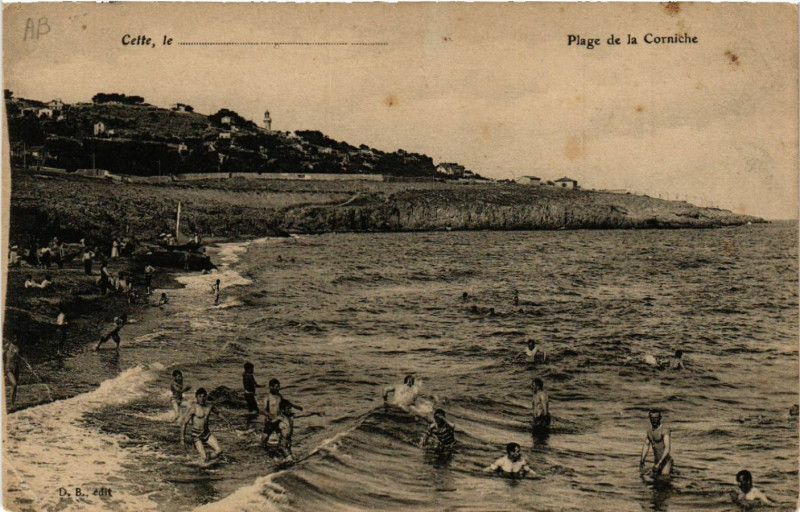 Carte postale ancienne Cette, le .... Plage de la Corniche