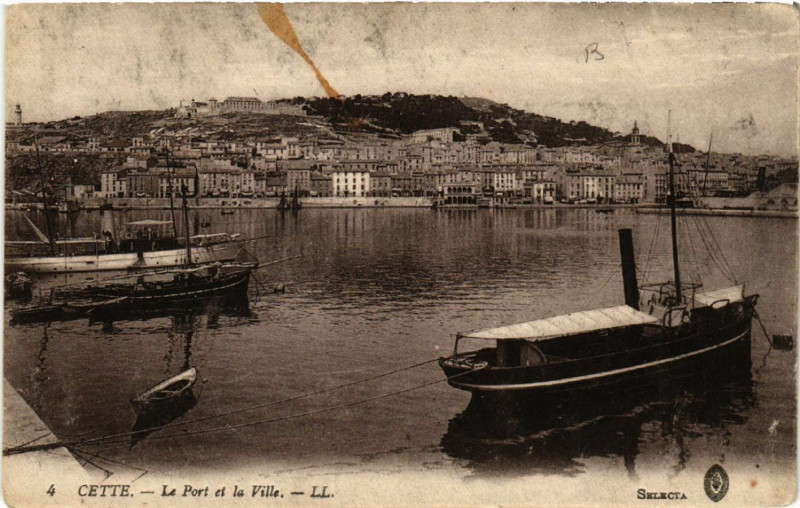 Carte postale ancienne Cette - Le Port et la Ville