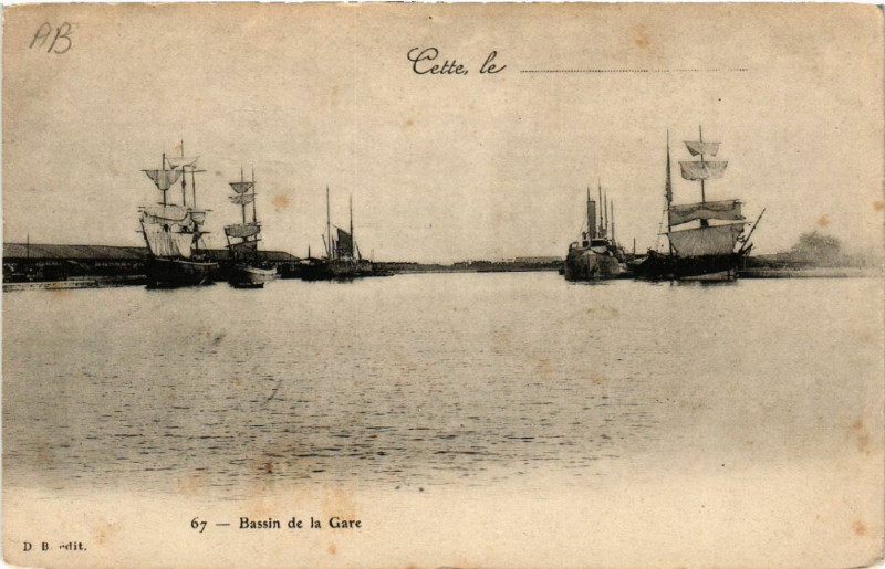 Carte postale ancienne Cette , le .... - Bassin de la Gare