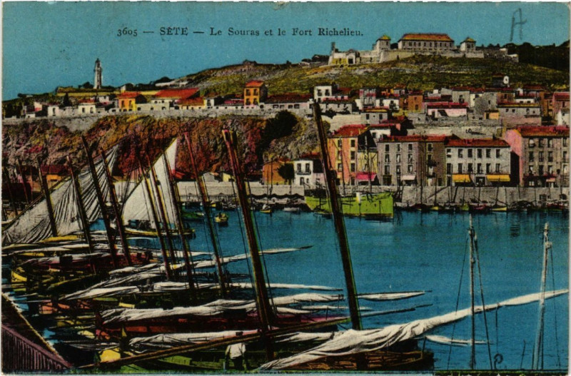 Carte postale ancienne Séte - Le Souras et le Fort Richelieu à Sète