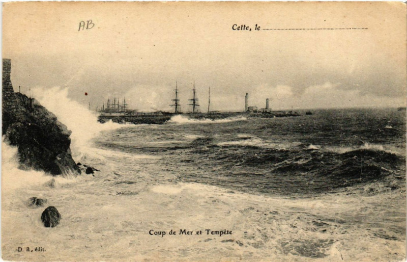 Carte postale ancienne Cette, le .... - Coup de Mer et Tempéte