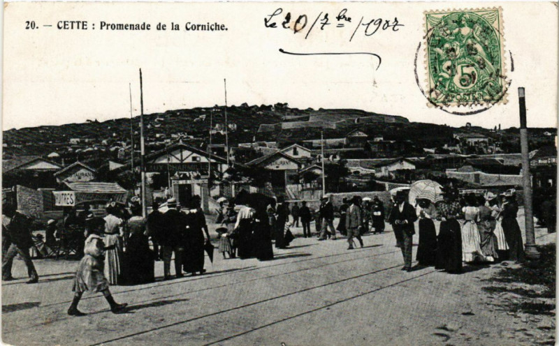 Carte postale ancienne Cette : Promenade de la Corniche