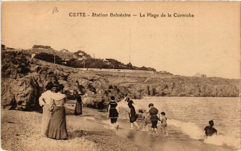 Carte postale ancienne Cette - Station Balneaire - La Plage de la Corniche