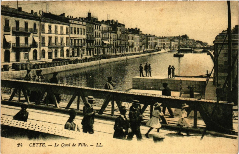 Carte postale ancienne Cette - Le Quai de Ville