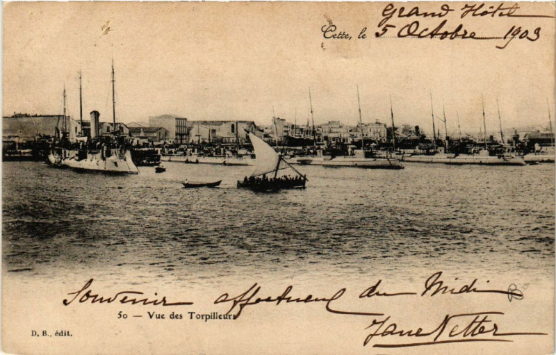 Carte postale ancienne Cette, le .... - Vue des Torpilleurs