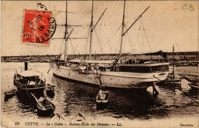 Carte postale ancienne Cette - Le Gabés, Bateau-Ecole des Mousses