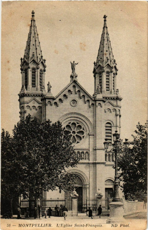 Carte postale ancienne Montpellier - L'Eglise Saint-Francois à Montpellier