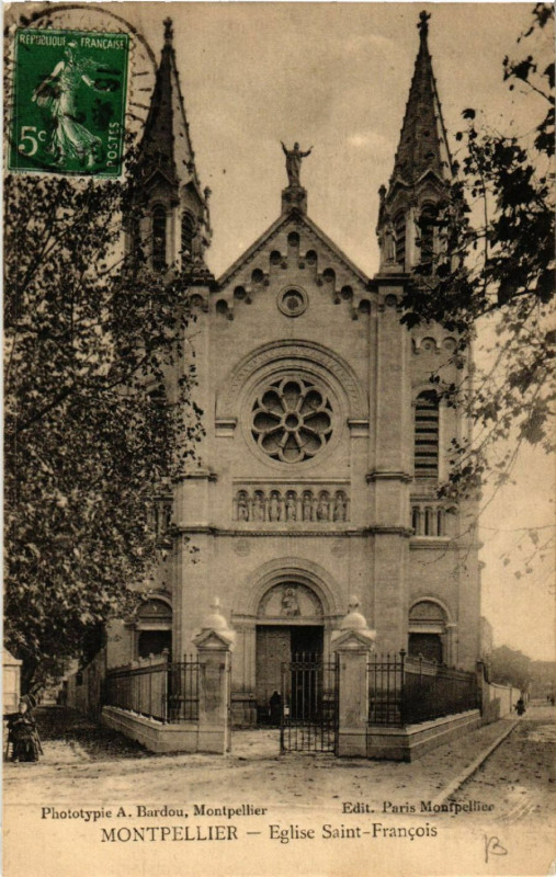 Carte postale ancienne Montpellier - Eglise Saint-Francois à Montpellier