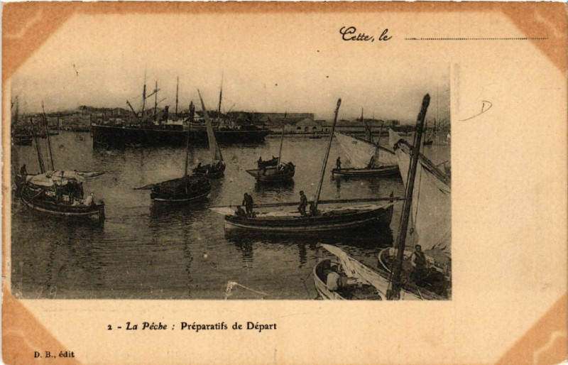 Carte postale ancienne Cette, le.... -La Péche : Préparatife de Départ