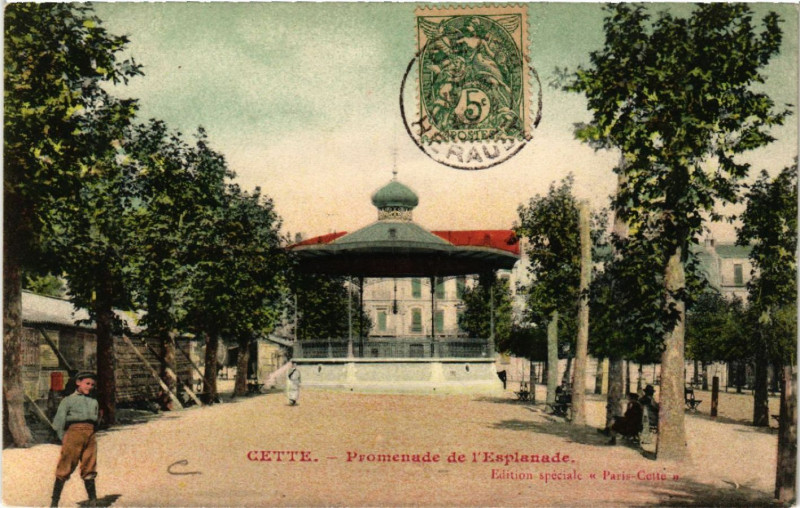 Carte postale ancienne Cette - Promenade de l'Esplanade à Sète