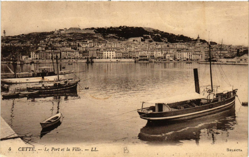 Carte postale ancienne Cette - Le Port et la Ville
