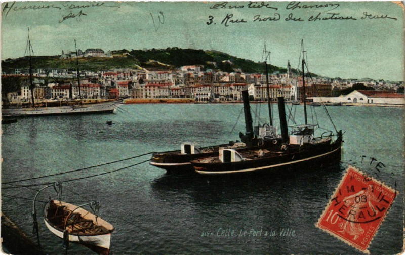 Carte postale ancienne Cette - Le Port & la Ville