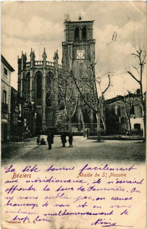 Carte postale ancienne Béziers - Abside de Saint-Nazaire à Béziers