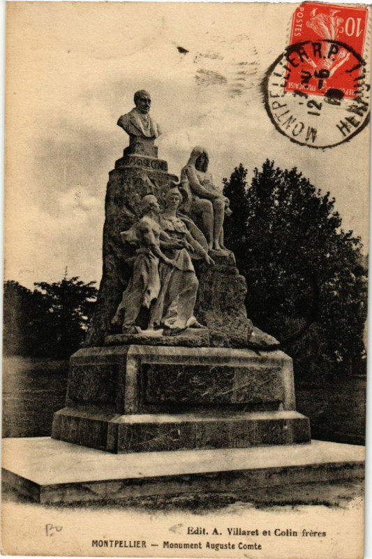 Carte postale ancienne Montpellier - Monument Auguste Comte à Montpellier
