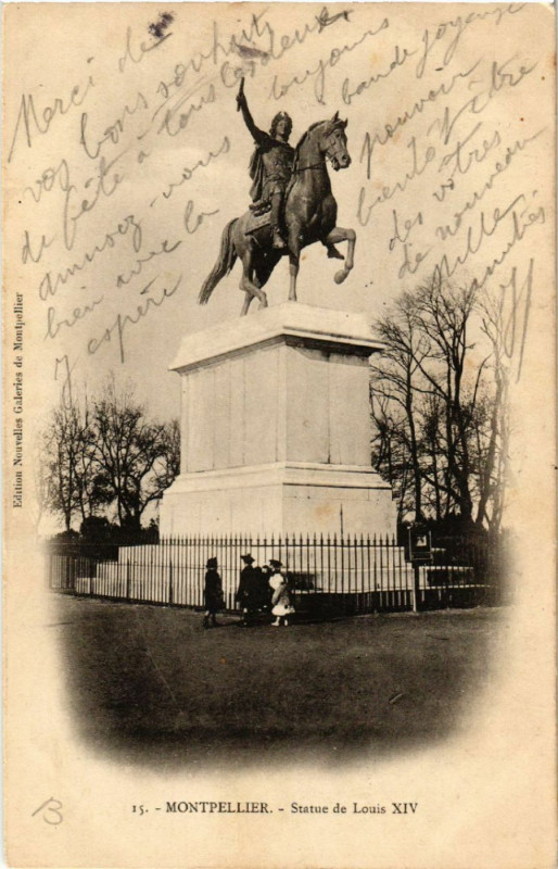 Carte postale ancienne Montpellier - Statue de Louis Xiv à Montpellier