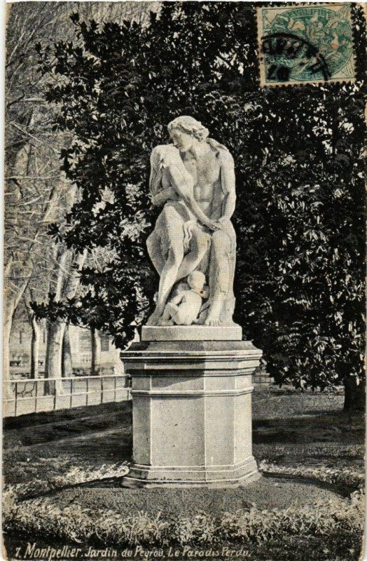 Carte postale ancienne Montpellier - Jardin du Peyrou. Le Paradis Perdu à Montpellier