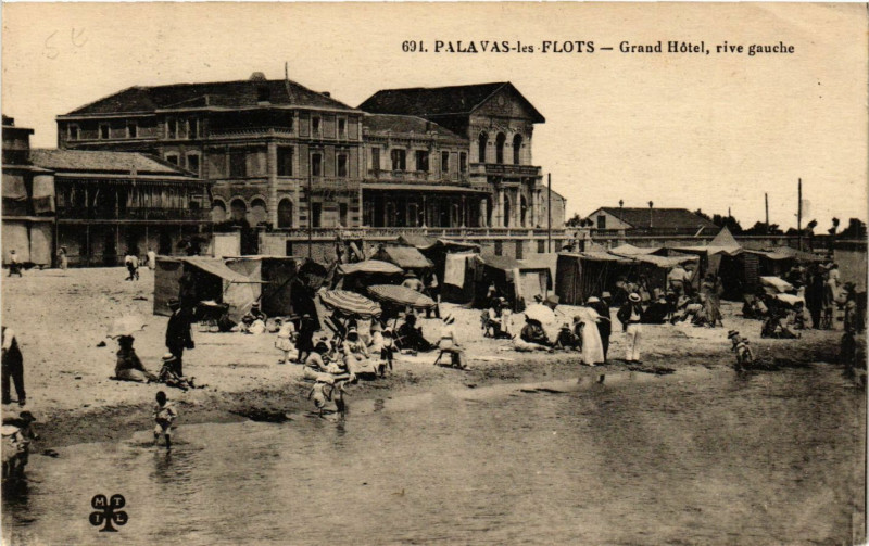 Carte postale ancienne Palavas -les-Flots - Grand Hotel, rive gauche à Palavas-les-Flots