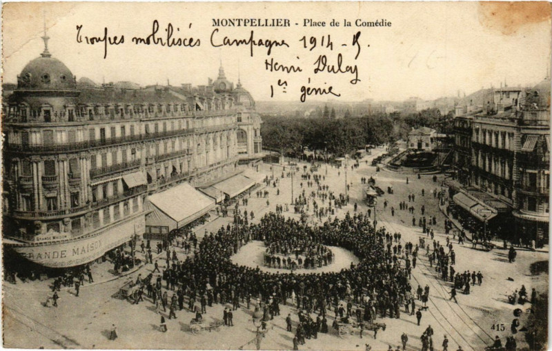 Carte postale ancienne Montpellier- Place de la Comédie à Montpellier