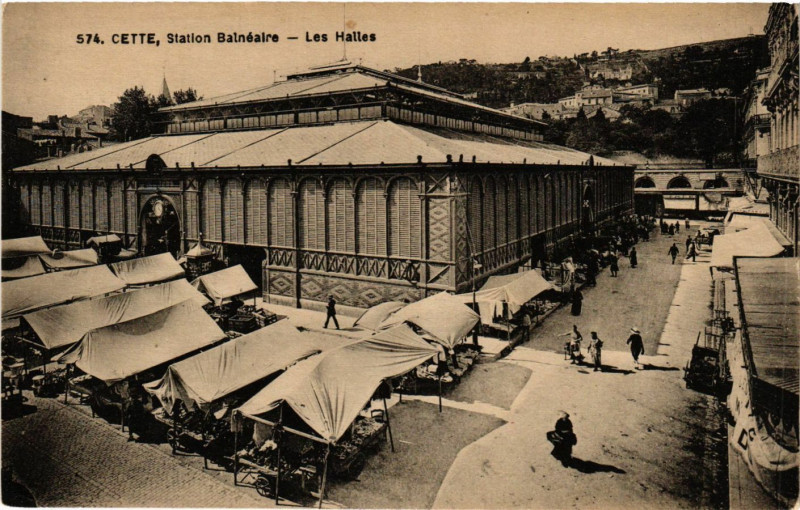 Carte postale ancienne Cette, Station Balnéaire - Les Halles