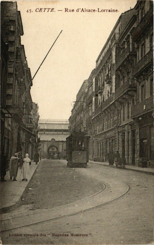 Carte postale ancienne Cette - Rue d'Alsace-Lorraine