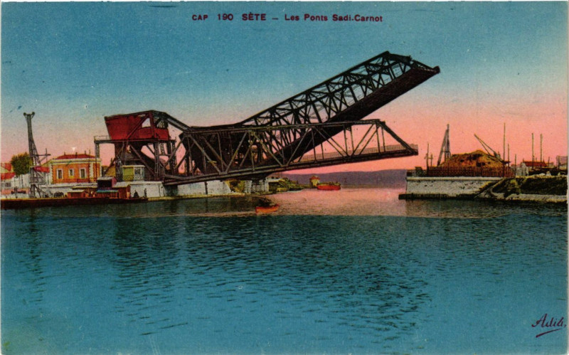 Carte postale ancienne Sete - Les Ponts Sadi.Carnot à Sète