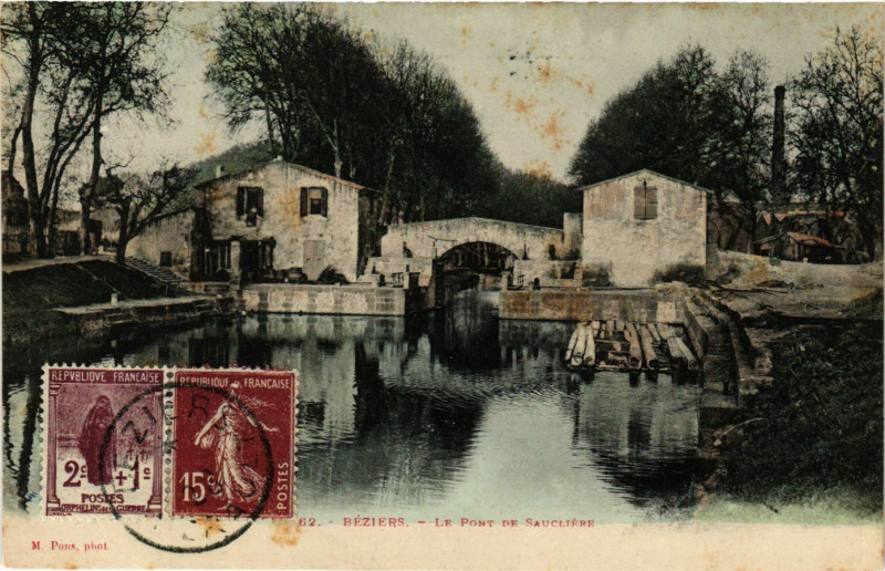 Carte postale ancienne Beziers - Le Pont de Saucliere à Béziers