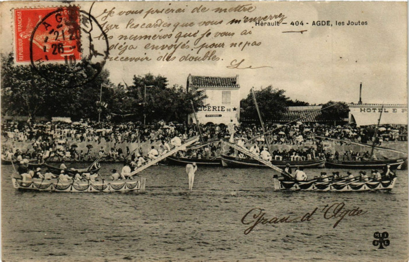 Carte postale ancienne Agde (Herault) - Les Joutes à Agde