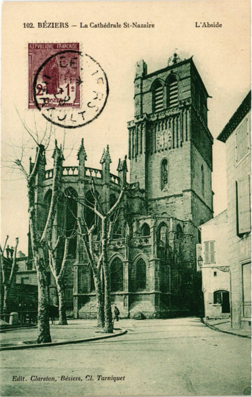 Carte postale ancienne Beziers - La Chatedrale Saint-Nazaire à Béziers