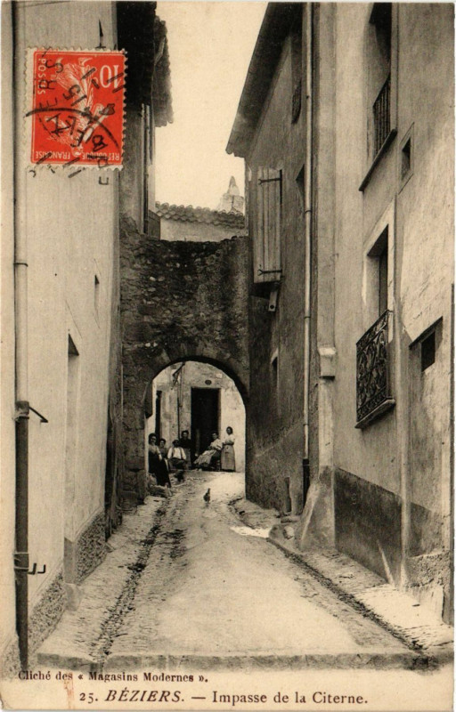 Carte postale ancienne Beziers - Impasse de la Citerne à Béziers