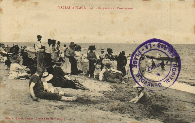 Carte postale ancienne Valras la-Plage - Baigneurs et Promeneurs à Aigne