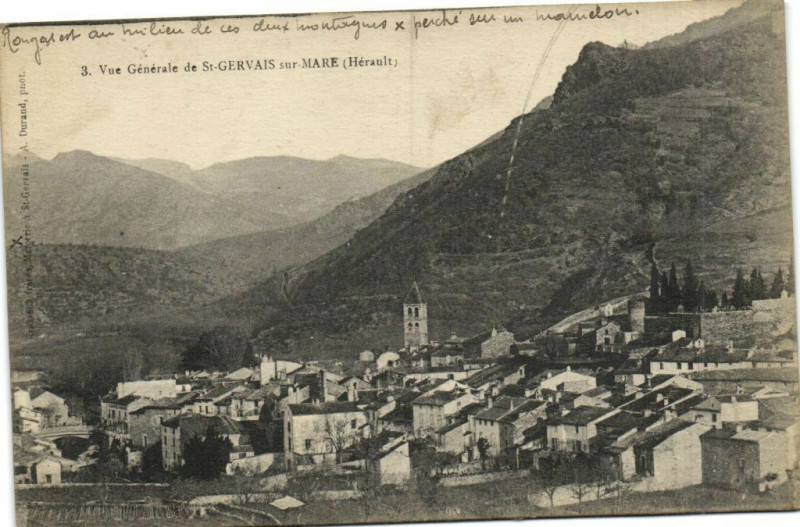 Carte postale ancienne Vue Générale de Saint-Gervais sue Mare (Hérault)