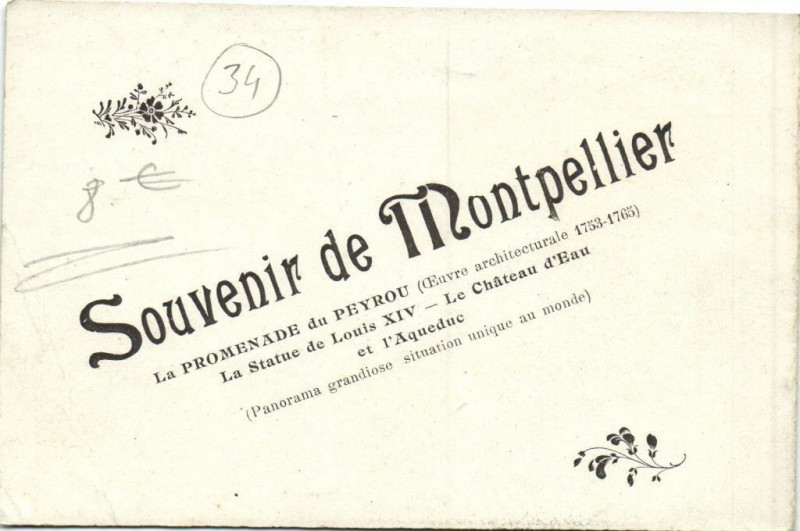 Carte postale ancienne Souvenir de Montpellier . . . . à Montpellier