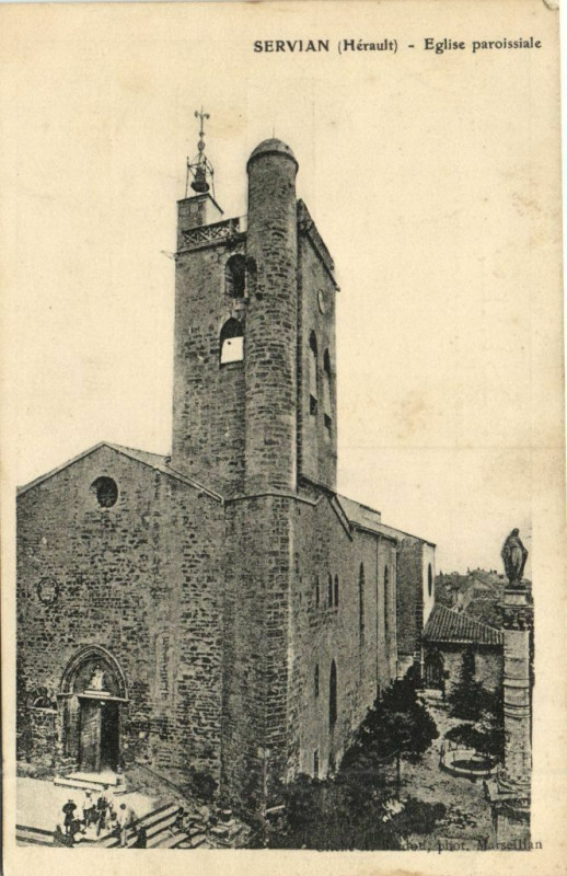 Carte postale ancienne Servian (Bérault) -Eglise paroissiale à Servian