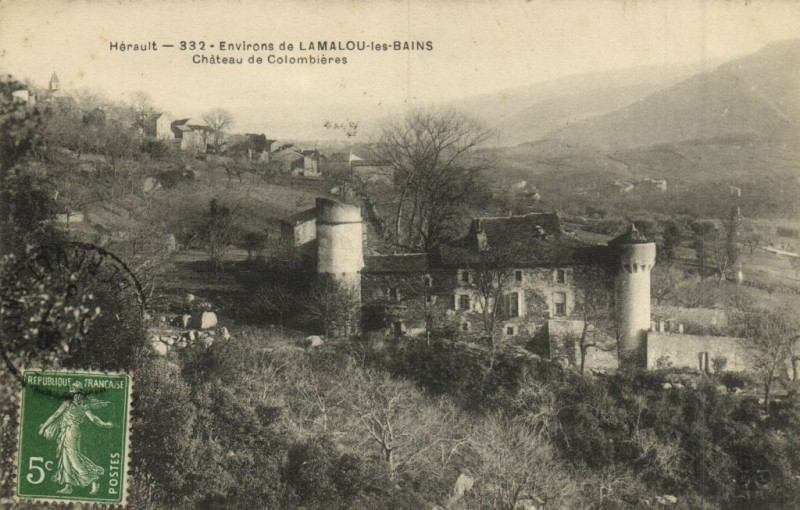 Carte postale ancienne Hérault - Environs de Lamalou-les-Bains Cháteau de Colombéres à Lamalou-les-Bains