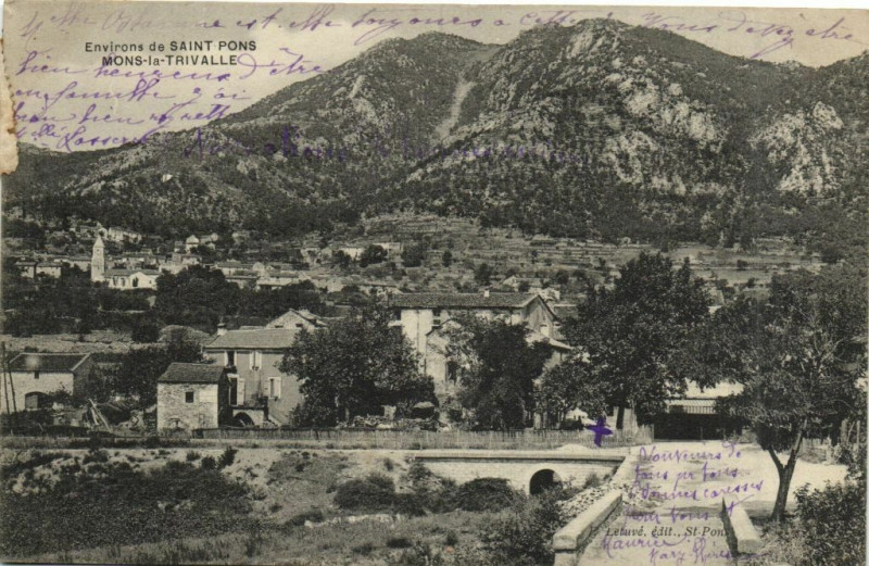 Carte postale ancienne Environs de Saint Pons Mons-la-Trivalle à Mons