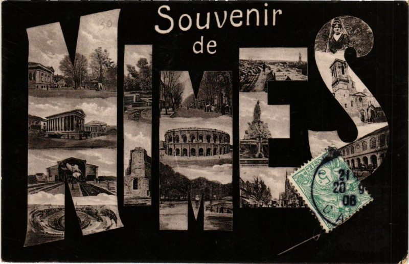 Carte postale ancienne Souvenir de Nimes à Nîmes