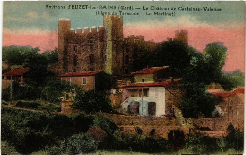 Carte postale ancienne Environs d'Euzet-les-Bains - Le Chateau de Castelneu-Valence à Euzet