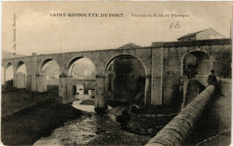 Carte postale ancienne Saint-Hippolyte-du-Fort - Viaduc et Pont de Planque à Saint-Hippolyte-du-Fort